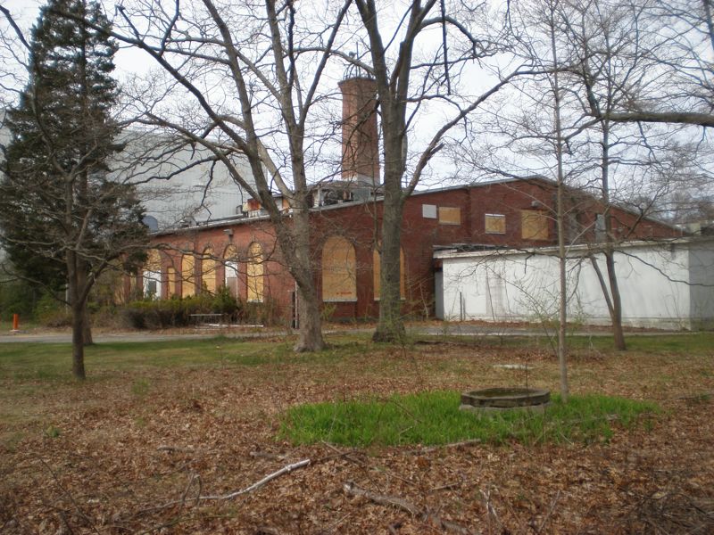 Tesla's Wardenclyffe laboratory boarded up.