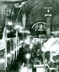 Columbia Exposition at the 1893 Chicago World Fair featuring Tesla's A/C and fluorescent lighting inventions